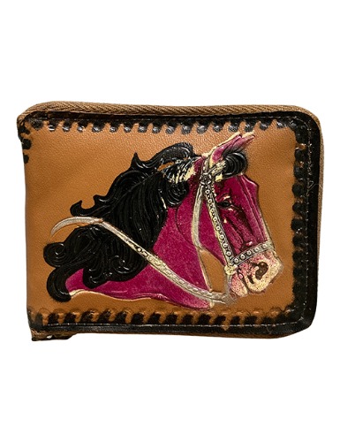【60’s】 HANDMADE HORSE PAINTED ZIPPED WALLET