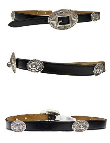 【90’s】 SILVER CONCHO STUDDED LEATHER BELT