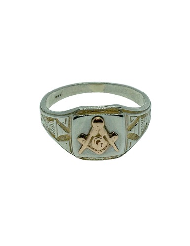 【60’s】 BLUE LODGE RING (GOLD FILLED)