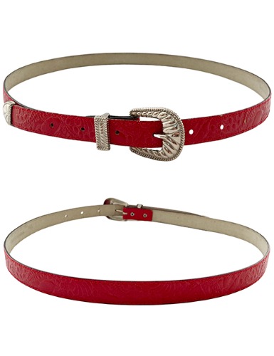 【80’s】 WESTERN BUCKLE LEATHER BELT IN RED
