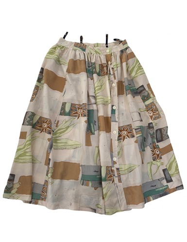【80’s】 ABSTRACT PATTERN SILK SKIRTS