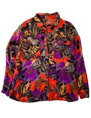 【80’s】 ABSTRACT FLOWERS PATTERN SHIRT