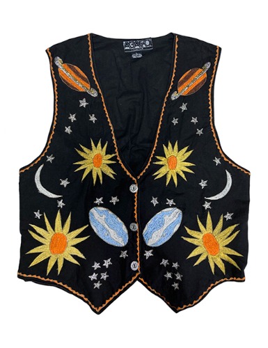 【70’s】 COSMOS EMBROIDERED VEST