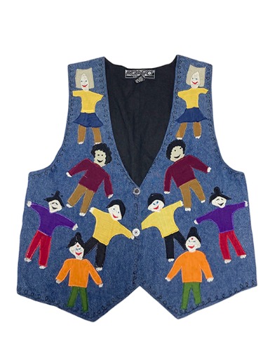【80’s】 KIDS EMBROIDERY PATCHES DENIM VEST