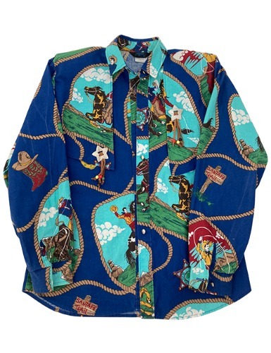【80’s】 RODEO WESTERN PRINTED SHIRT WITH CONCHO