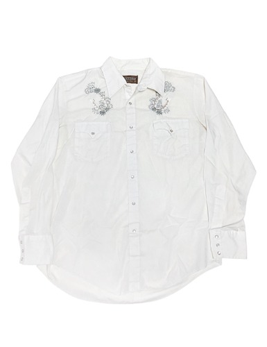 【80’s】 WESTERN EMBROIDERY SHIRT IN WHITE