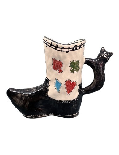 【MARCHING DRUMS x D’UNIQUE】 WESTERN BOOT CERAMIC CUP WITH BLACK CAT