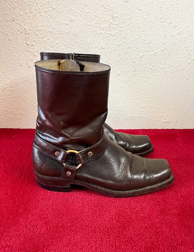 【80’s】 MOTORCYCLE LEATHER BOOTS IN DEEP DARK BROWN