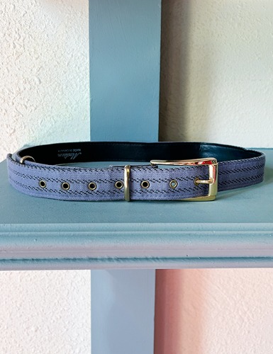 【80’s】 STRIPED FABRIC LAYERED LEATHER BELT
