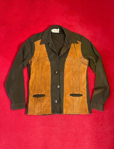 70&#039;s TWO TONE LEATHER KNIT JACKET